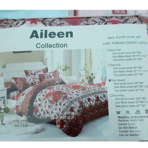 NEW 4pcs Duvet set–1200 thread count cotton -#10